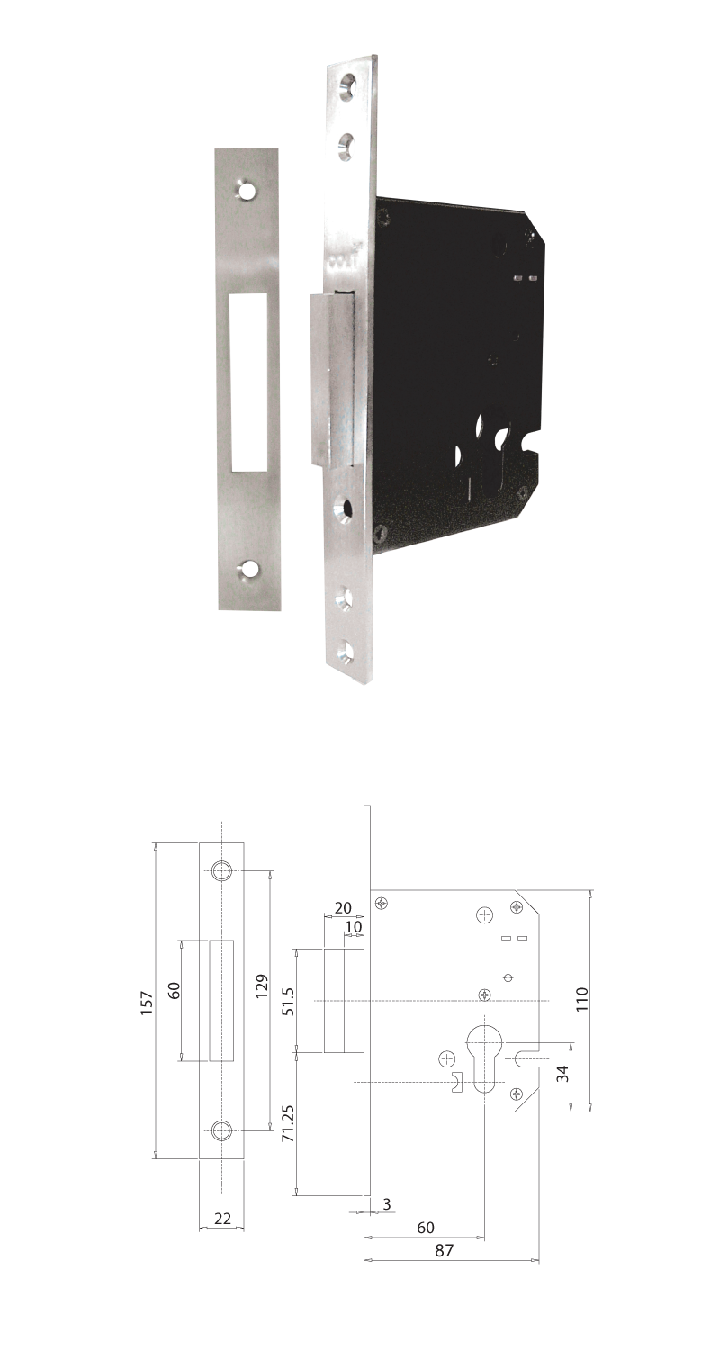 Mortise lock system key, dead end type 211E60