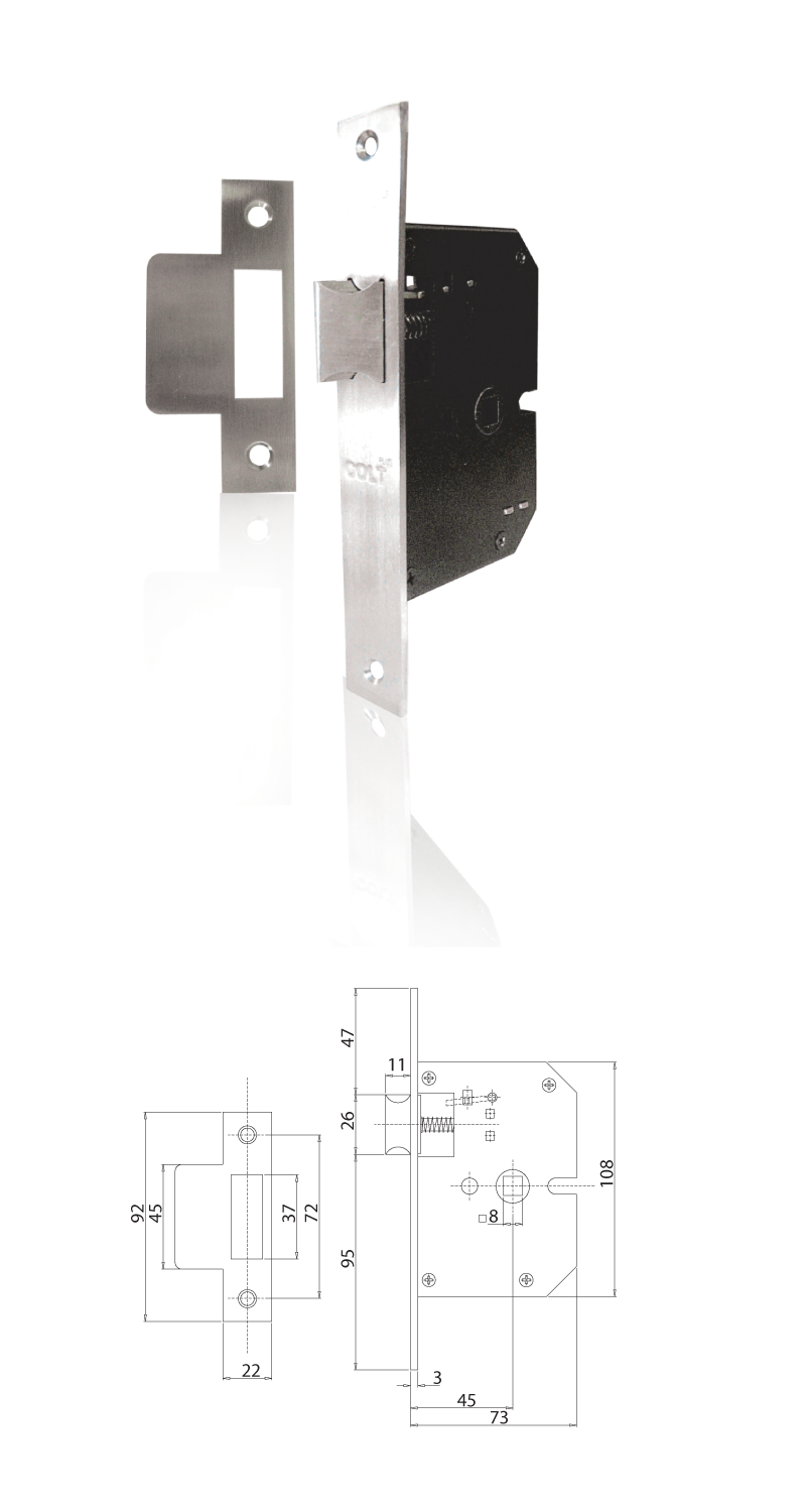 Mortise lock system Spring tongue type 2150E45