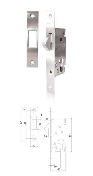 Mortise lock system lock, horse neck H02