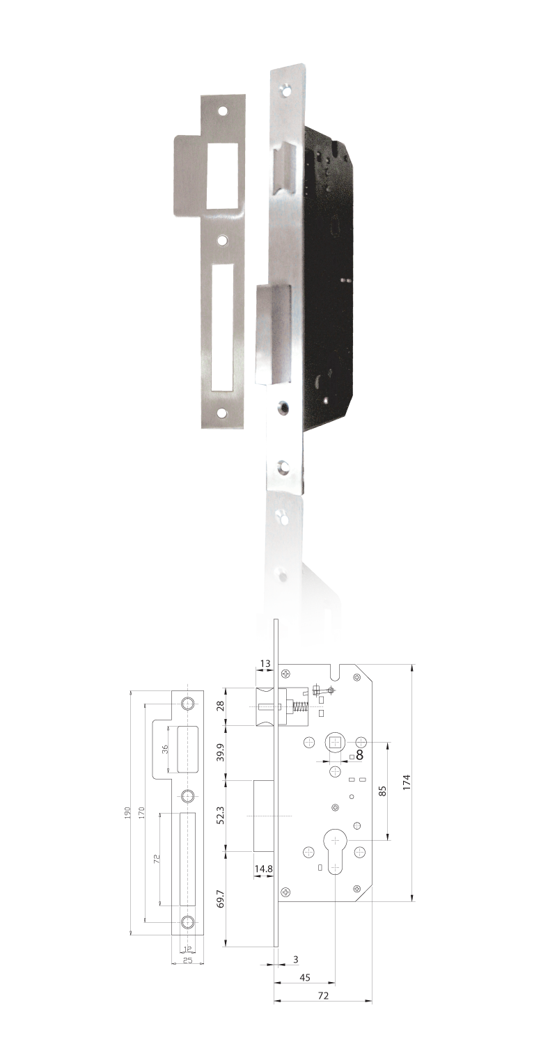 Mortise lock system Q45x85