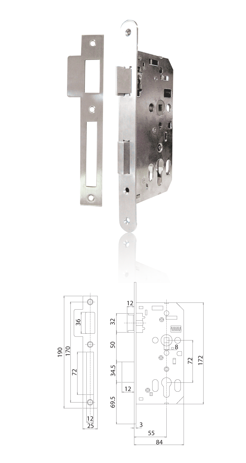 Mortise lock system QGS55x72