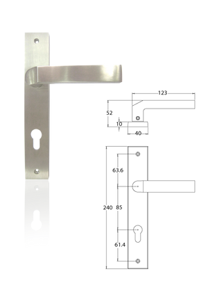 Lever handle with plate - stainless steel